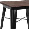 Flash Furniture Prince 23.5″ Square Black Metal Indoor Table with Walnut Rustic Wood Top
