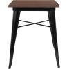 Flash Furniture Prince 23.5″ Square Black Metal Indoor Table with Walnut Rustic Wood Top