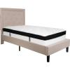 Flash Furniture Roxbury Queen Size Tufted Upholstered Platform Bed in Dark Gray Fabric with Memory Foam Mattress(Beige)