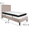Flash Furniture Roxbury Queen Size Tufted Upholstered Platform Bed in Dark Gray Fabric with Memory Foam Mattress(Beige)