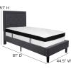 Flash Furniture Roxbury Queen Size Tufted Upholstered Platform Bed in Dark Gray Fabric with Memory Foam Mattress(Dark Gray)
