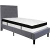 Flash Furniture Roxbury Queen Size Tufted Upholstered Platform Bed in Dark Gray Fabric with Memory Foam Mattress(Light Gray)