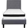 Flash Furniture Roxbury Queen Size Tufted Upholstered Platform Bed in Dark Gray Fabric with Memory Foam Mattress(Light Gray)