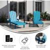Flash Furniture Sonora Adjustable Adirondack Lounger with Cup Holder, Commercial Grade All-Weather-Weather Indoor/Outdoor Recycled HDPE Lounge Chair, Blue(Blue)