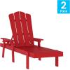 Flash Furniture Sonora Adjustable Adirondack Lounger with Cup Holder, Commercial Grade All-Weather-Weather Indoor/Outdoor Recycled HDPE Lounge Chair, Blue(Red)