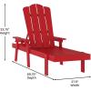 Flash Furniture Sonora Adjustable Adirondack Lounger with Cup Holder, Commercial Grade All-Weather-Weather Indoor/Outdoor Recycled HDPE Lounge Chair, Blue(Red)