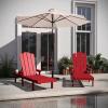 Flash Furniture Sonora Adjustable Adirondack Lounger with Cup Holder, Commercial Grade All-Weather-Weather Indoor/Outdoor Recycled HDPE Lounge Chair, Blue(Red)