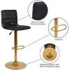 Flash Furniture Vincent Modern Black Vinyl Adjustable Bar Stool with Back, Counter Height Swivel Stool with Gold-Pedestal Base, Set of 2
