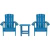 Flash Furniture Charlestown Commercial 2 Chair and Side Table Adirondack Set – Red Poly Resin – Weather Resistant(Blue)