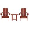Flash Furniture Charlestown Commercial 2 Chair and Side Table Adirondack Set – Red Poly Resin – Weather Resistant(Red)