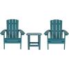 Flash Furniture Charlestown Commercial 2 Chair and Side Table Adirondack Set – Red Poly Resin – Weather Resistant(Sea Foam)
