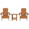 Flash Furniture Charlestown Commercial 2 Chair and Side Table Adirondack Set – Red Poly Resin – Weather Resistant(Teak)
