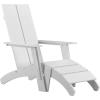 Flash Furniture Charlestown Commercial 2 Chair and Side Table Adirondack Set – Red Poly Resin – Weather Resistant(White)