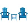Flash Furniture Charlestown Commercial 2 Folding Chairs and Side Table Adirondack Set – Black Poly Resin – Weather Resistant(Blue)