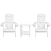 Flash Furniture Charlestown Commercial 2 Folding Chairs and Side Table Adirondack Set – Black Poly Resin – Weather Resistant(White)
