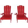 Flash Furniture Sonora Adjustable Adirondack Lounger with Cup Holder, Commercial Grade All-Weather-Weather Indoor/Outdoor Recycled HDPE Lounge Chair, Blue(Red)