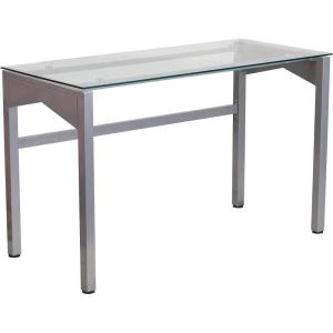 Flash Furniture Jayden Contemporary Clear Tempered Glass Desk with Geometric Sides