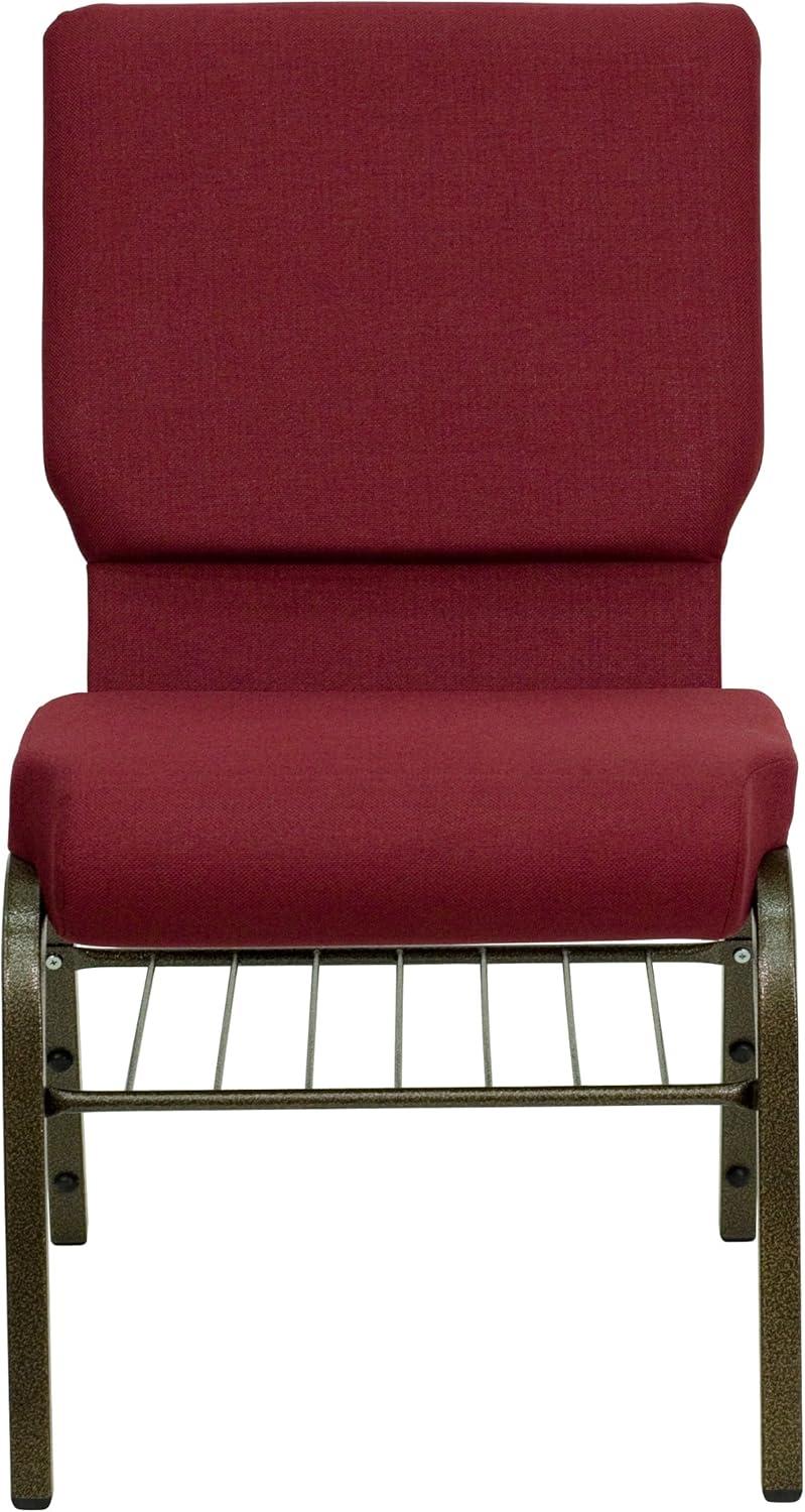 image:imageFlash Furniture 4 Pack HERCULES Series 185W Church Chair in Purple Fabric with Book Rack Gold Vein FrameBurgundy FabricGold Vein Frame