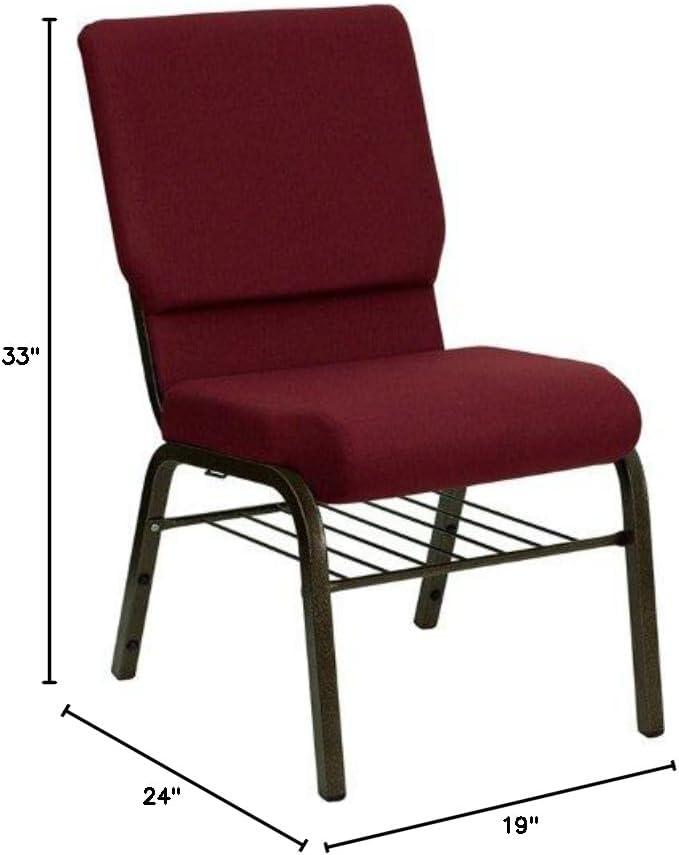image:imageFlash Furniture 4 Pack HERCULES Series 185W Church Chair in Purple Fabric with Book Rack Gold Vein FrameBurgundy FabricGold Vein Frame
