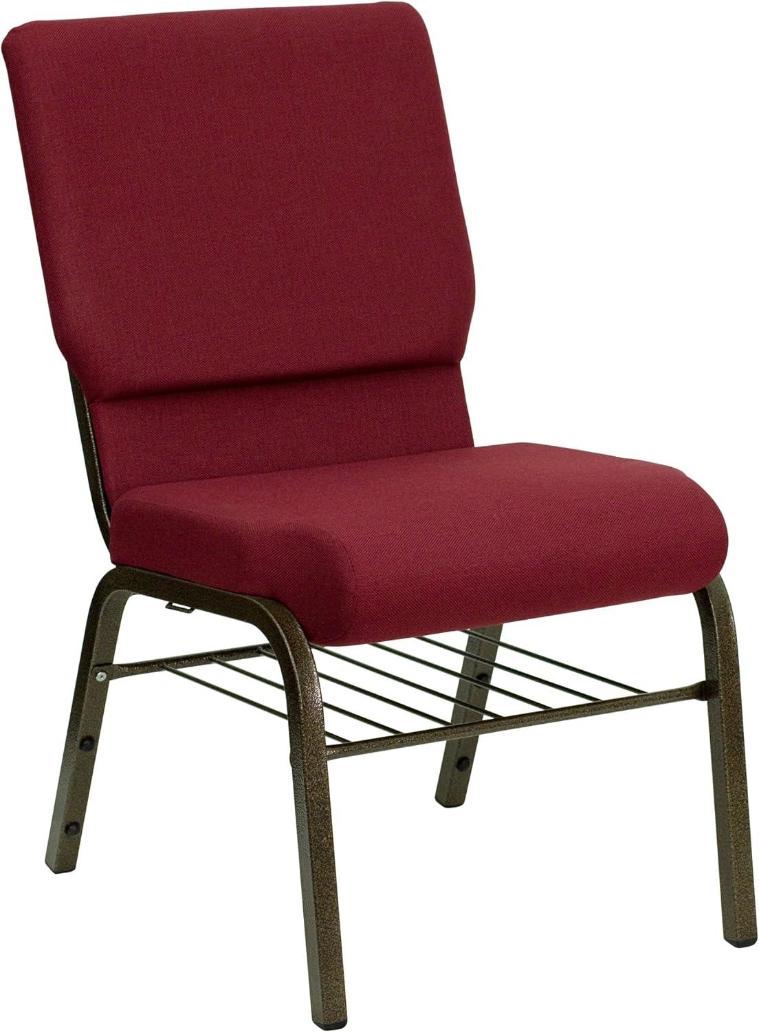 image:imageFlash Furniture 4 Pack HERCULES Series 185W Church Chair in Purple Fabric with Book Rack Gold Vein FrameBurgundy FabricGold Vein Frame