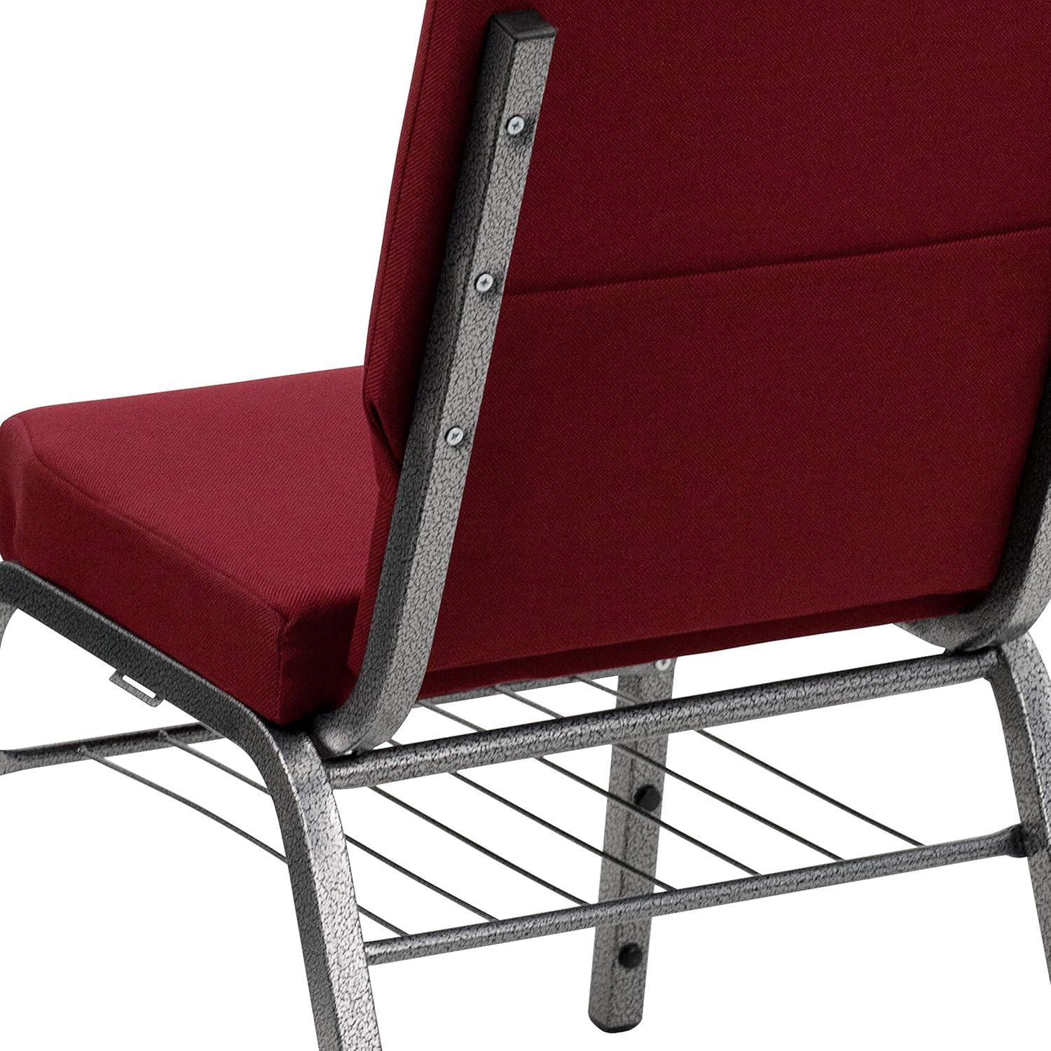 image:imageFlash Furniture 4 Pack HERCULES Series 185W Church Chair in Purple Fabric with Book Rack Gold Vein FrameBurgundy FabricSilver Vein Frame