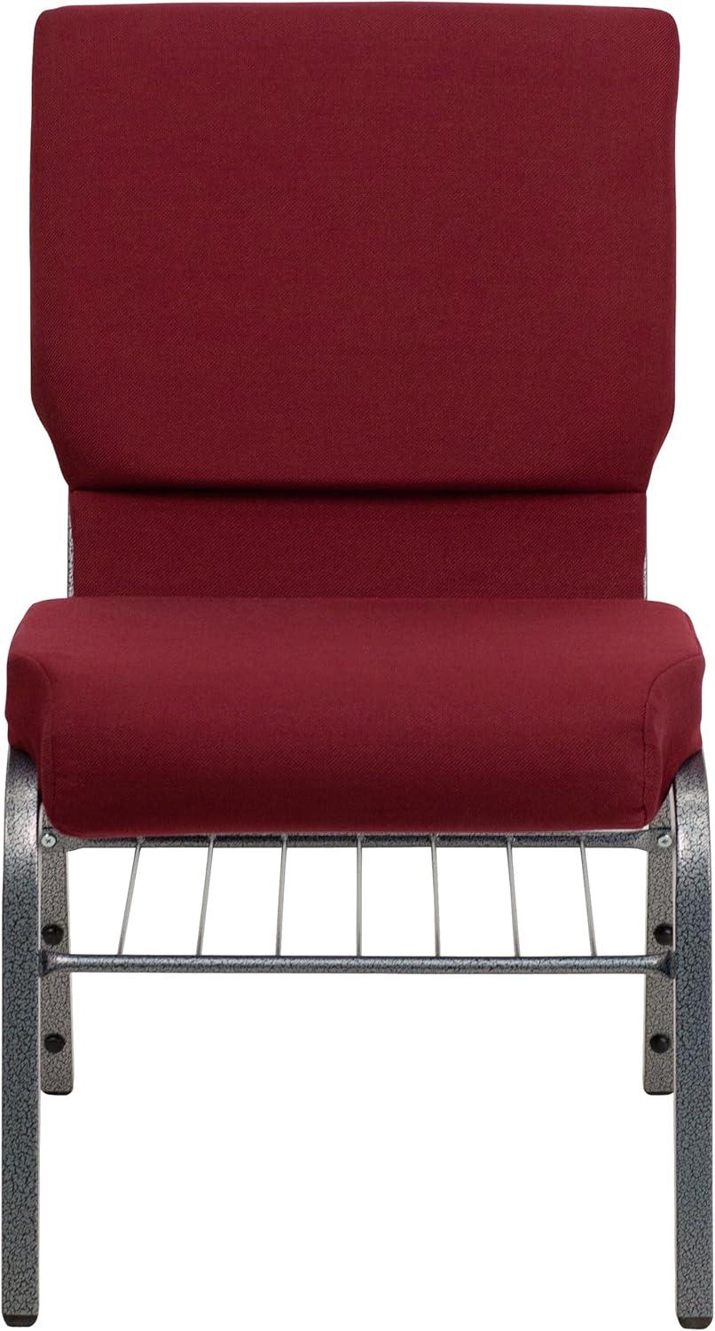 image:imageFlash Furniture 4 Pack HERCULES Series 185W Church Chair in Purple Fabric with Book Rack Gold Vein FrameBurgundy FabricSilver Vein Frame