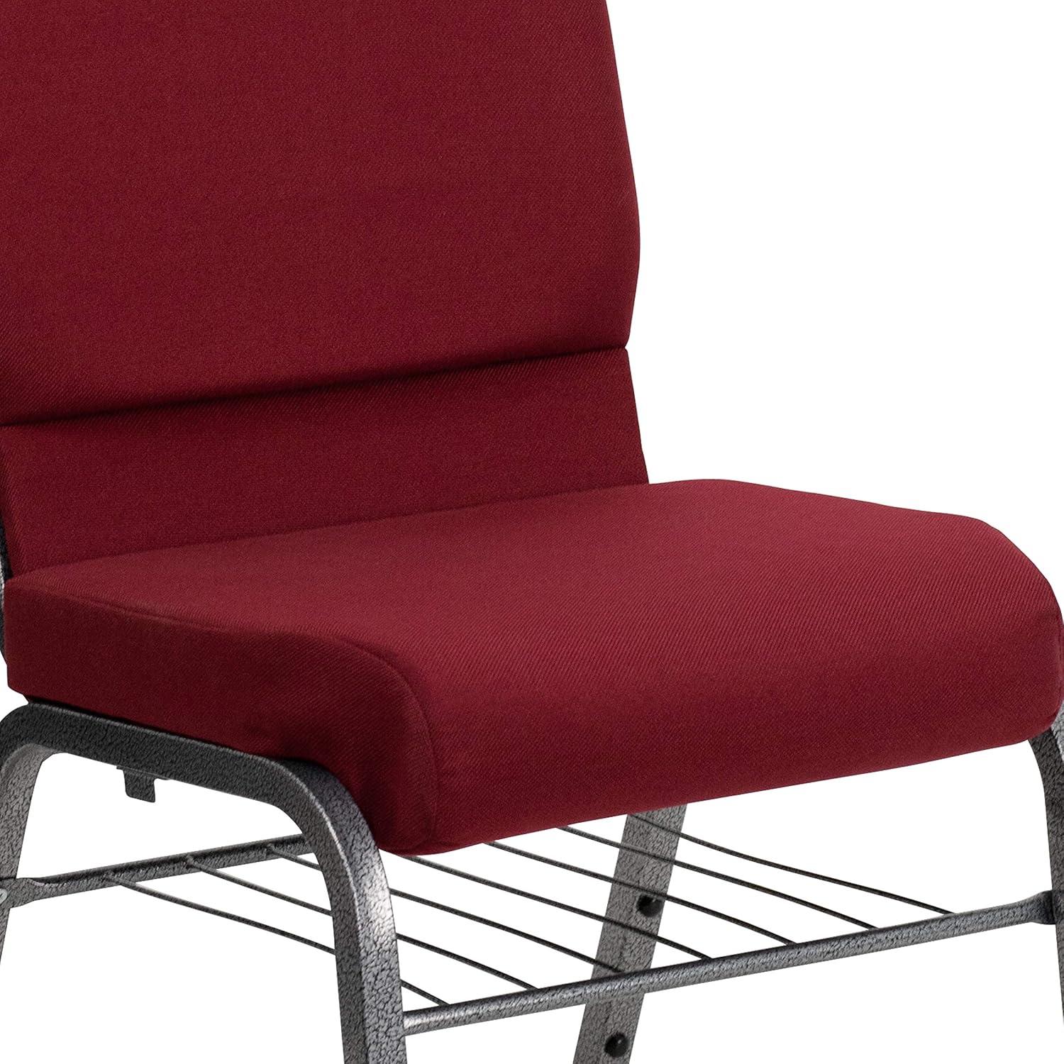 image:imageFlash Furniture 4 Pack HERCULES Series 185W Church Chair in Purple Fabric with Book Rack Gold Vein FrameBurgundy FabricSilver Vein Frame