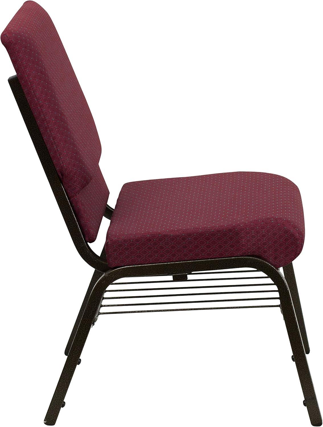 image:imageFlash Furniture 4 Pack HERCULES Series 185W Church Chair in Purple Fabric with Book Rack Gold Vein FrameBurgundy Patterned FabricGold Vein Frame