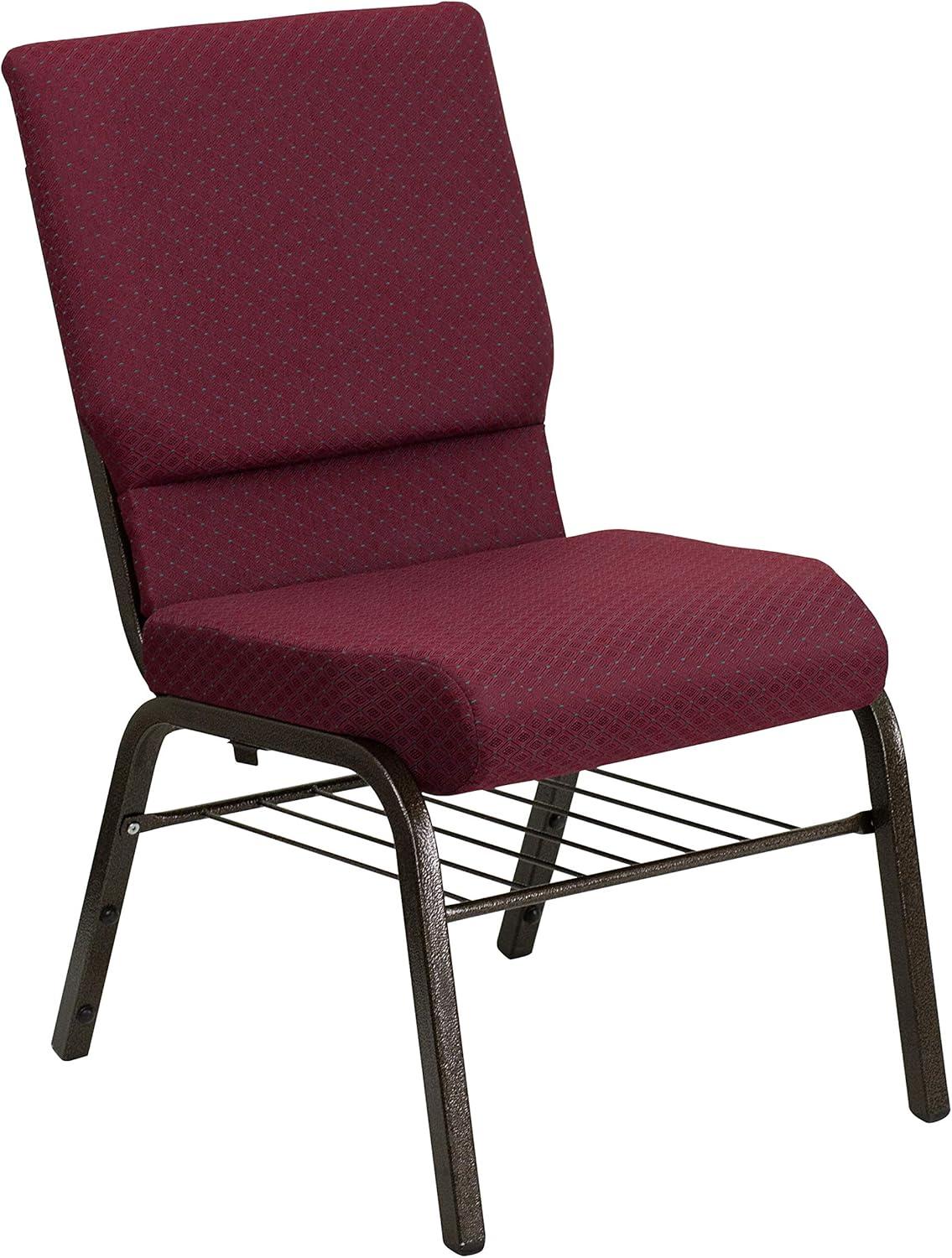 image:imageFlash Furniture 4 Pack HERCULES Series 185W Church Chair in Purple Fabric with Book Rack Gold Vein FrameBurgundy Patterned FabricGold Vein Frame