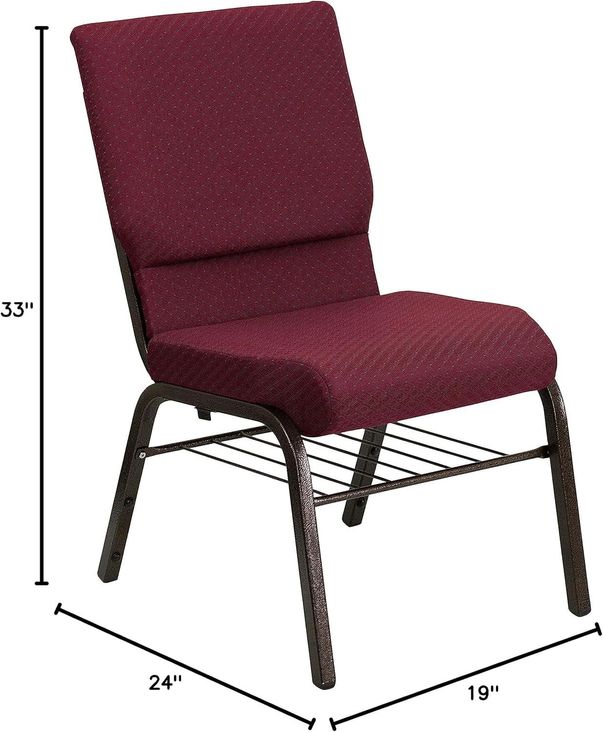 image:imageFlash Furniture 4 Pack HERCULES Series 185W Church Chair in Purple Fabric with Book Rack Gold Vein FrameBurgundy Patterned FabricGold Vein Frame