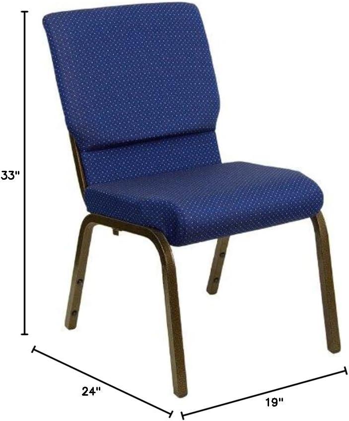image:imageFlash Furniture 4 Pack HERCULES Series 185W Church Chair in Purple Fabric with Book Rack Gold Vein FrameNavy Blue Patterned FabricGold Vein Frame