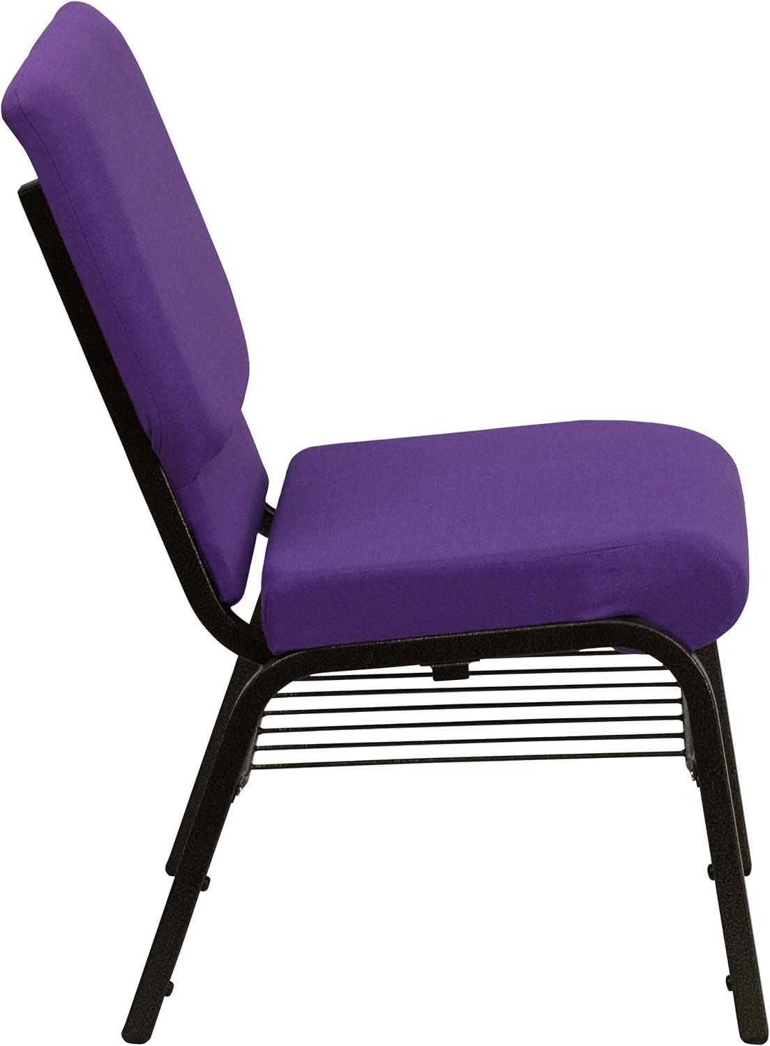 image:imageFlash Furniture 4 Pack HERCULES Series 185W Church Chair in Purple Fabric with Book Rack Gold Vein FramePurple FabricGold Vein Frame