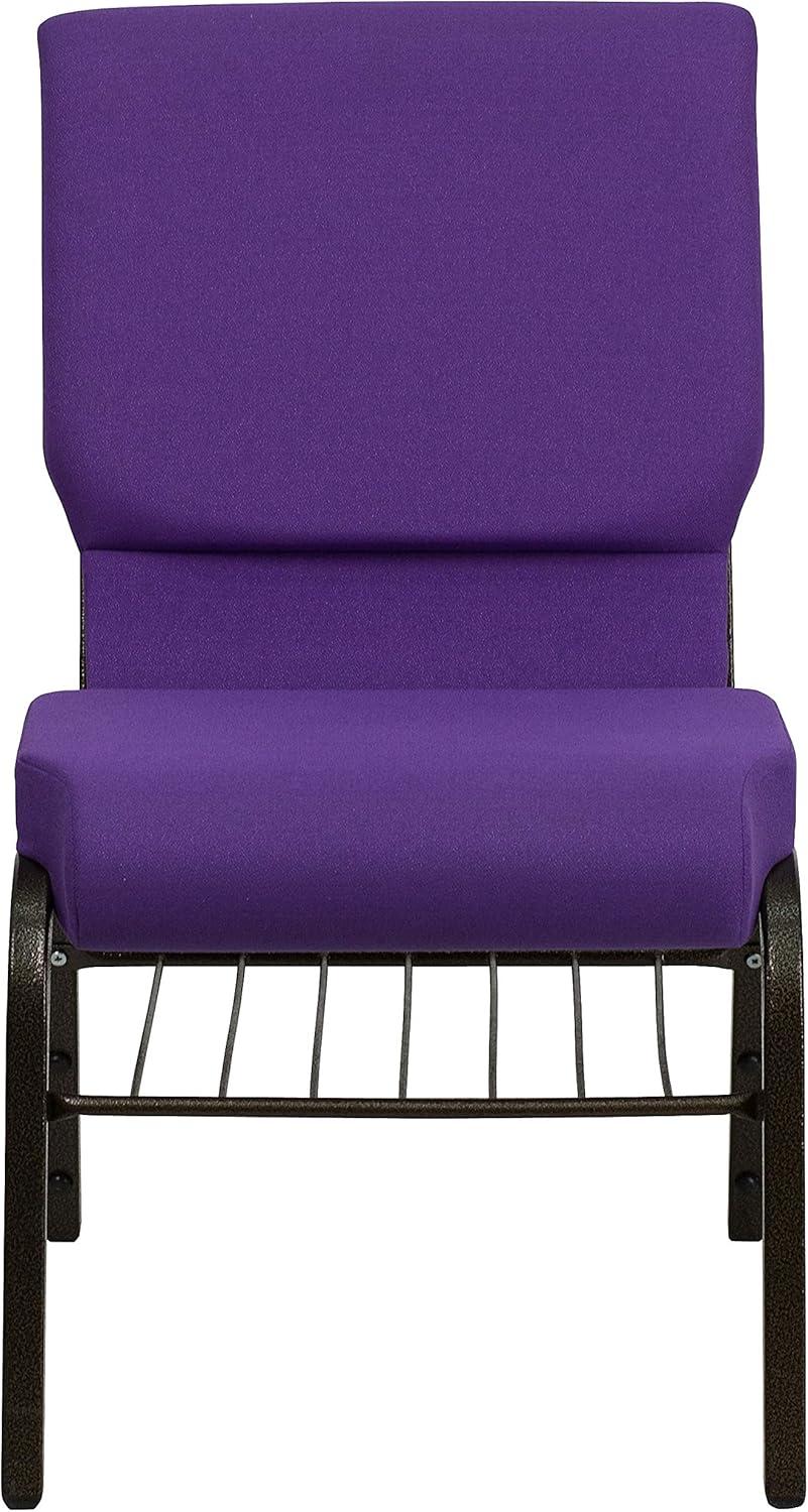 image:imageFlash Furniture 4 Pack HERCULES Series 185W Church Chair in Purple Fabric with Book Rack Gold Vein FramePurple FabricGold Vein Frame