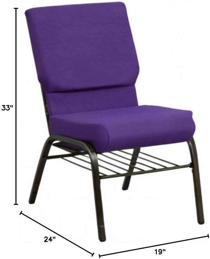 image:imageFlash Furniture 4 Pack HERCULES Series 185W Church Chair in Purple Fabric with Book Rack Gold Vein FramePurple FabricGold Vein Frame