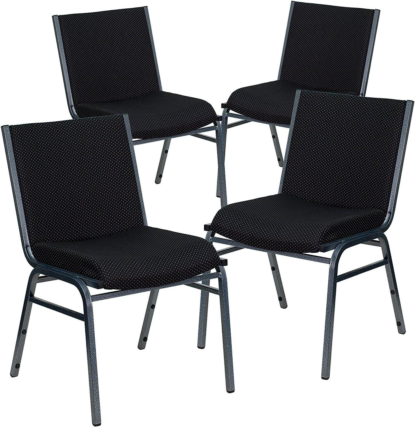 image:imageFlash Furniture 4 Pack HERCULES Series Heavy Duty Navy Blue Dot Fabric Stack ChairBlack Patterned Fabric