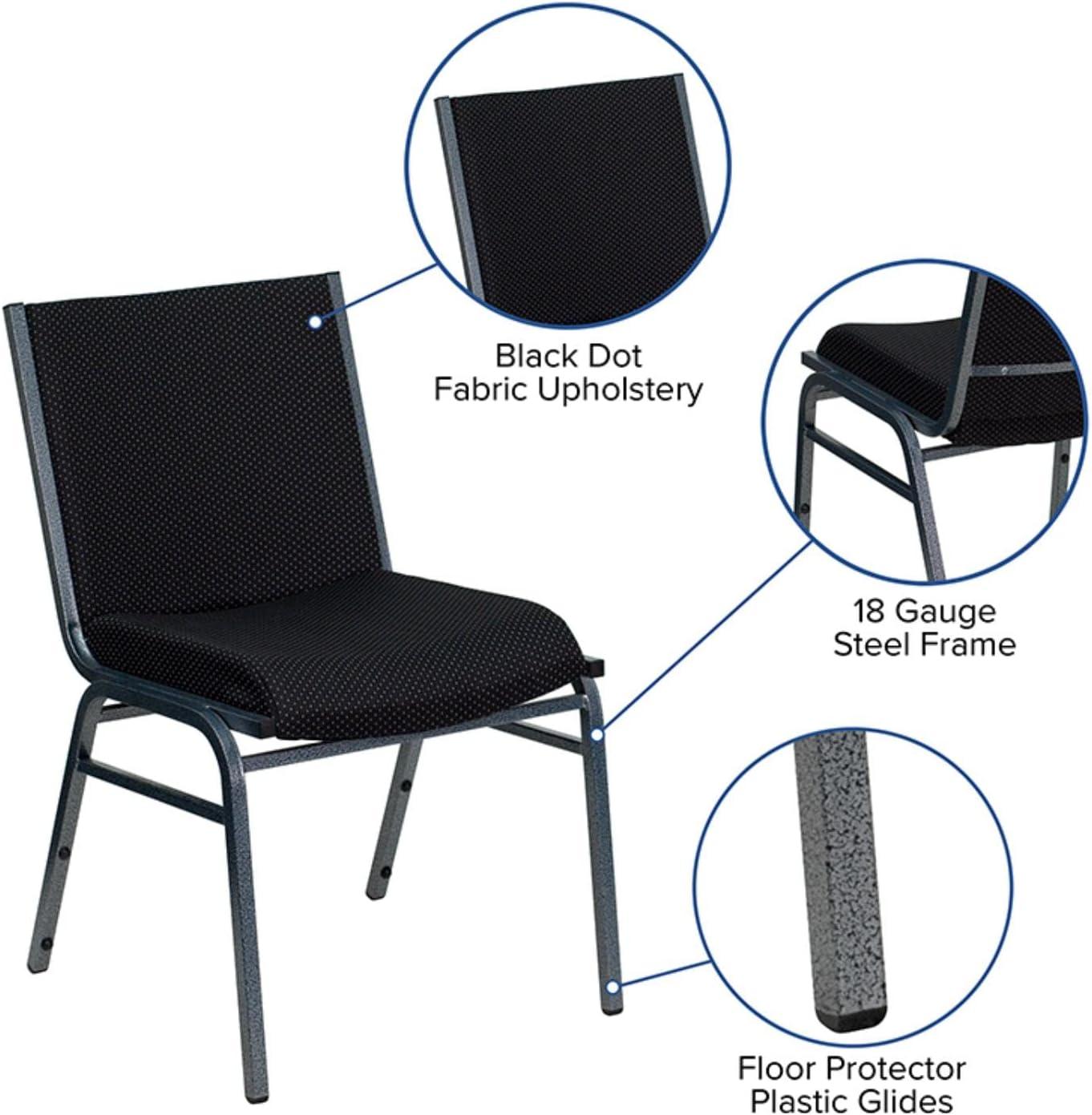 image:imageFlash Furniture 4 Pack HERCULES Series Heavy Duty Navy Blue Dot Fabric Stack ChairBlack Patterned Fabric