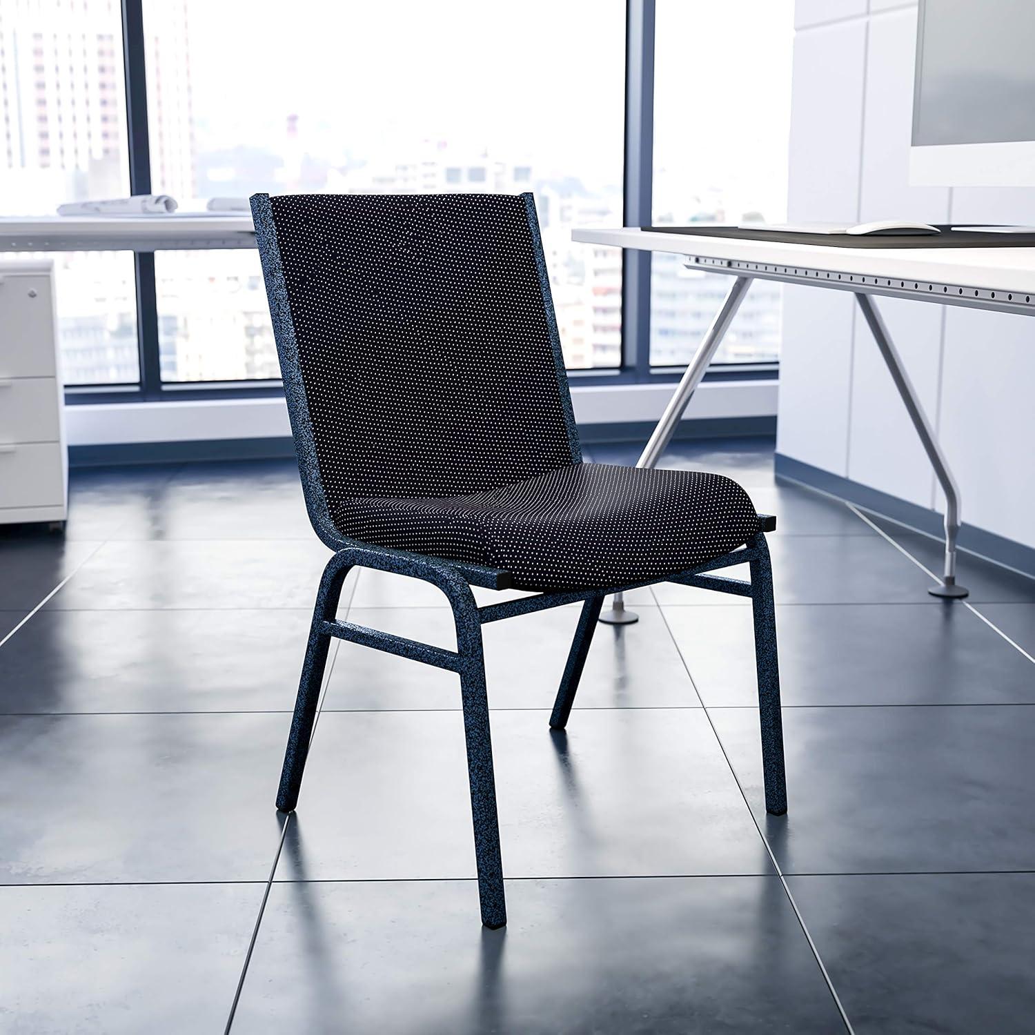 image:imageFlash Furniture 4 Pack HERCULES Series Heavy Duty Navy Blue Dot Fabric Stack ChairBlack Patterned Fabric