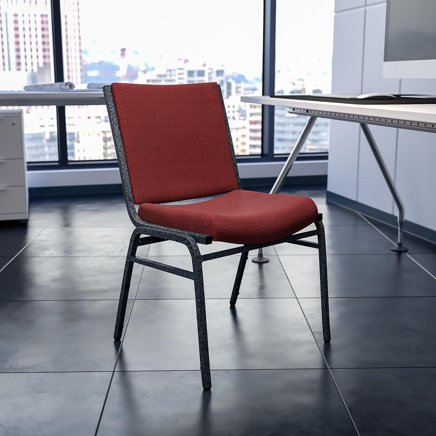 image:imageFlash Furniture 4 Pack HERCULES Series Heavy Duty Navy Blue Dot Fabric Stack ChairBurgundy Patterned Fabric