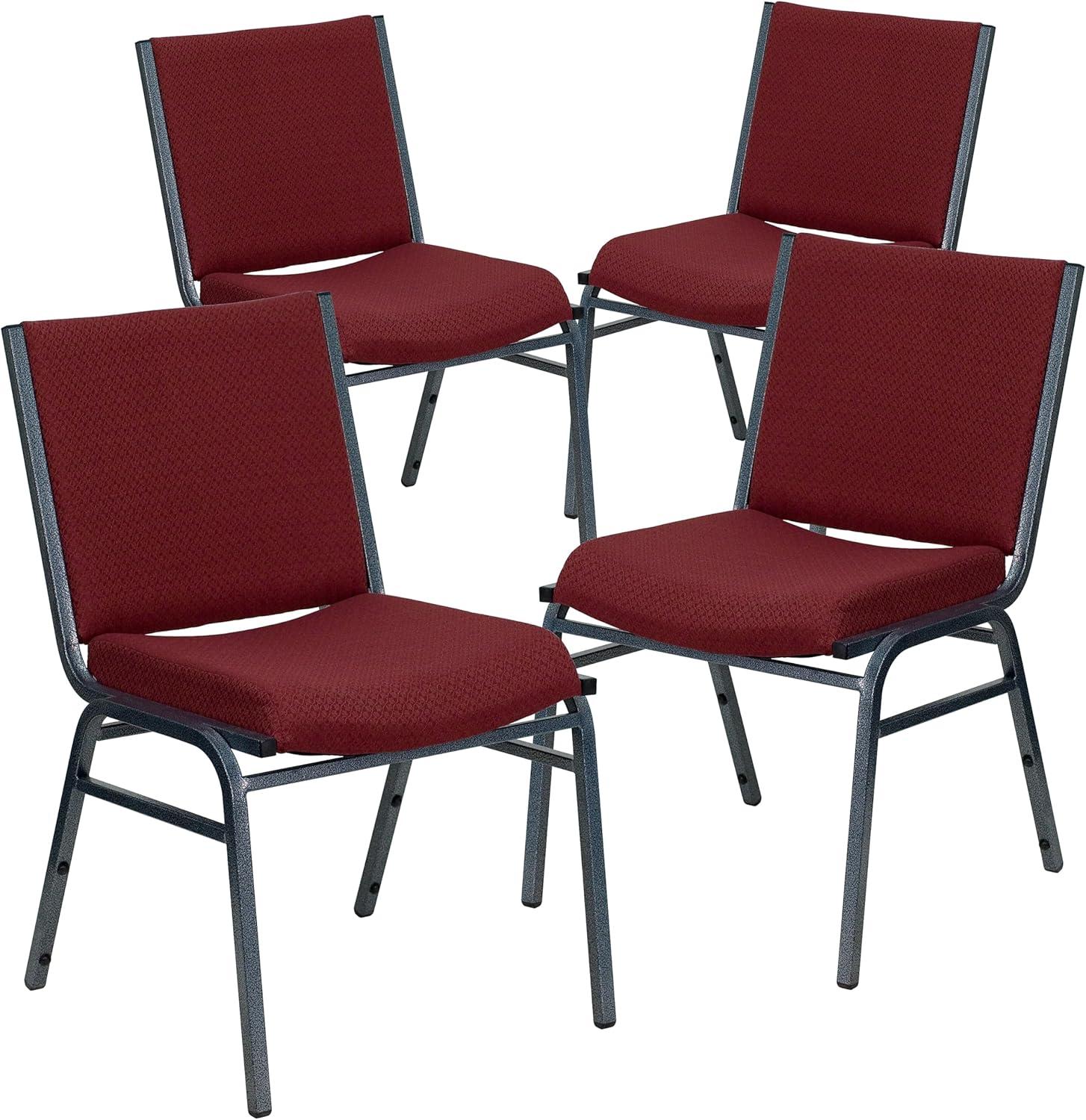 image:imageFlash Furniture 4 Pack HERCULES Series Heavy Duty Navy Blue Dot Fabric Stack ChairBurgundy Patterned Fabric
