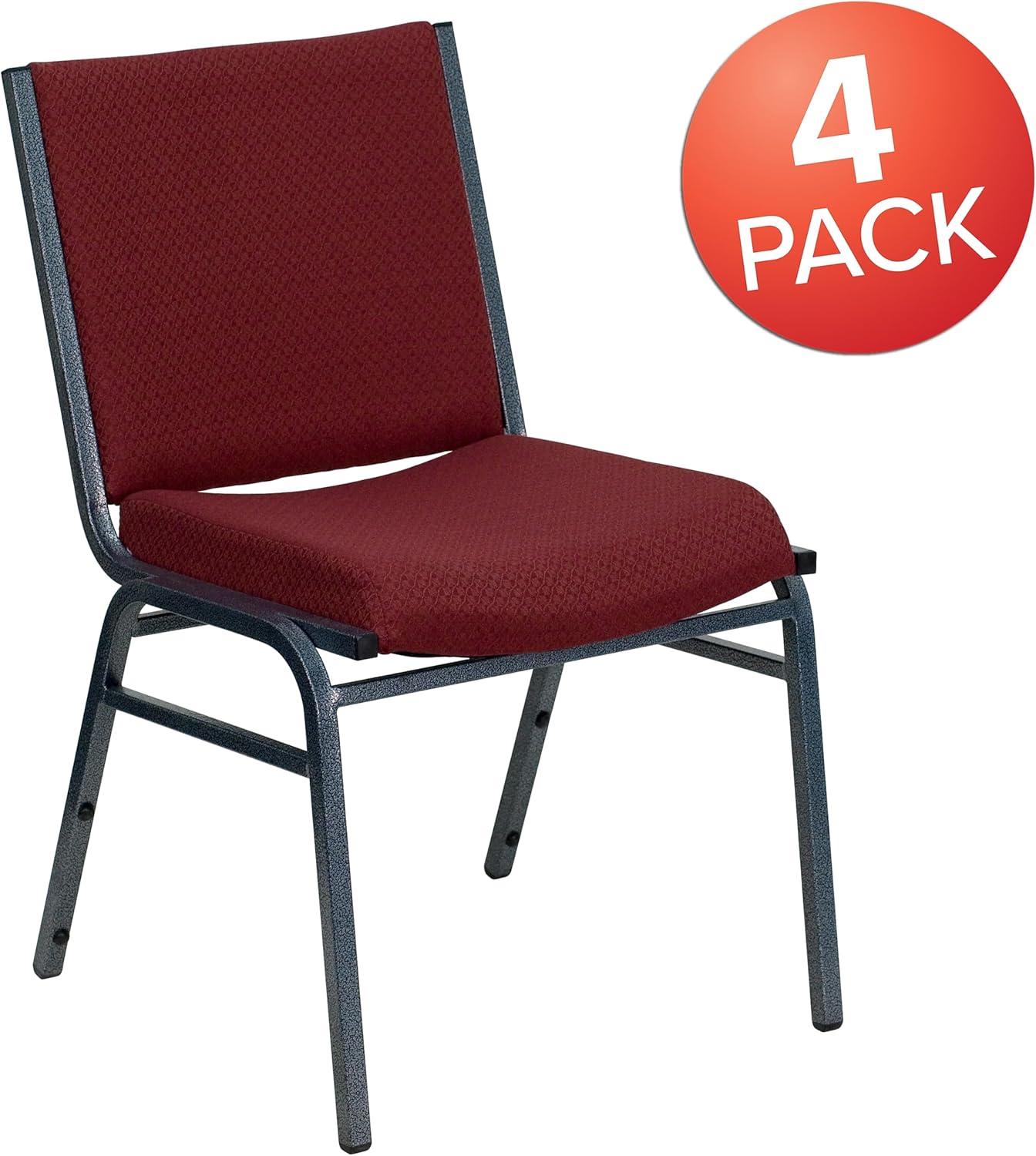 image:imageFlash Furniture 4 Pack HERCULES Series Heavy Duty Navy Blue Dot Fabric Stack ChairBurgundy Patterned Fabric