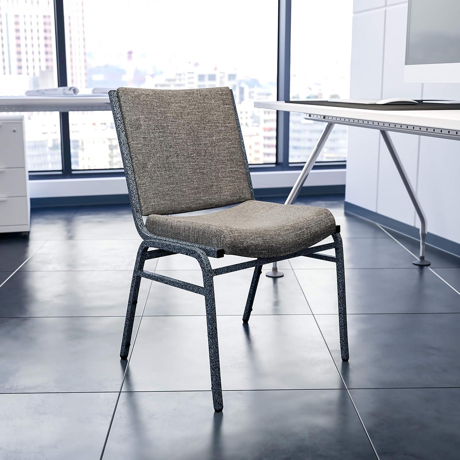 image:imageFlash Furniture 4 Pack HERCULES Series Heavy Duty Navy Blue Dot Fabric Stack ChairGray Fabric