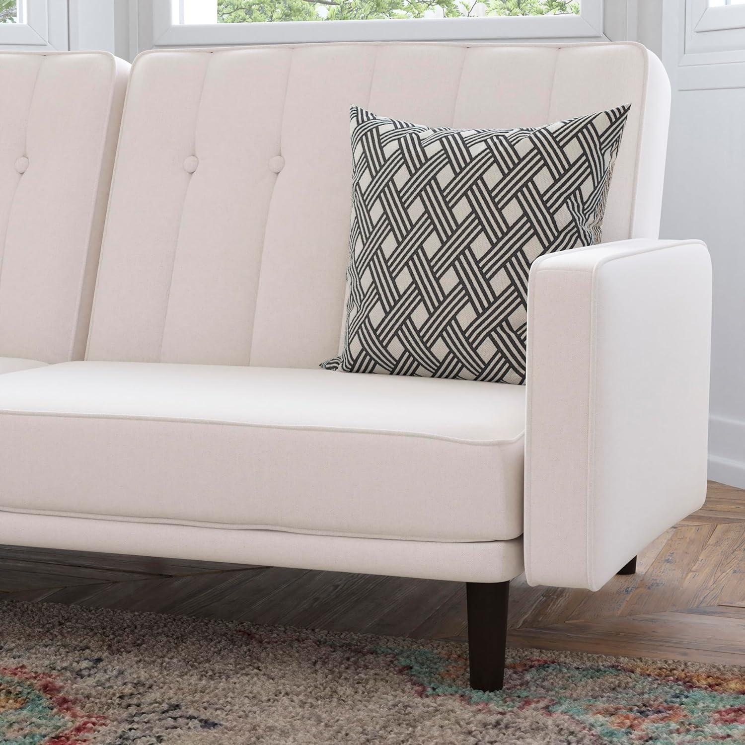 image:imageFlash Furniture Carter Premium Tufted Split Back Sofa Futon Navy Velvet Upholstery Solid Wood Legs Convertible Sleeper Couch for Small SpacesStone