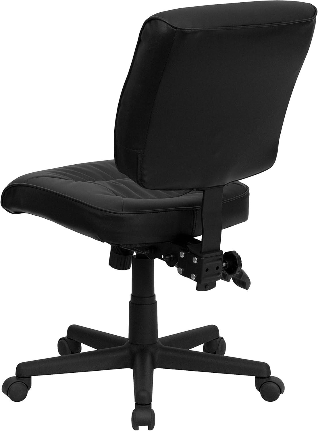 image:imageFlash Furniture Cole MidBack Black LeatherSoft Multifunction Swivel Ergonomic Task Office ChairWithout Arms