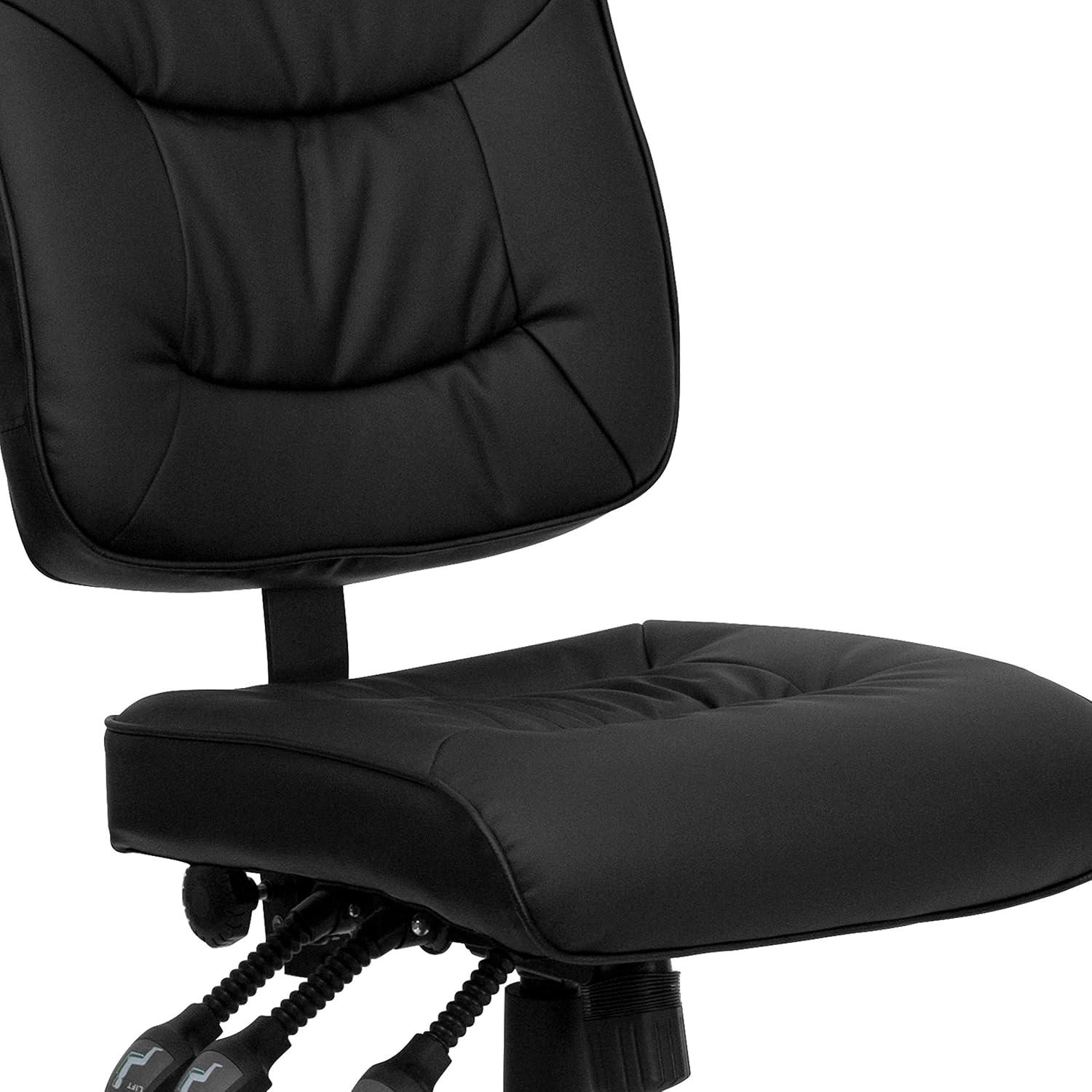 image:imageFlash Furniture Cole MidBack Black LeatherSoft Multifunction Swivel Ergonomic Task Office ChairWithout Arms