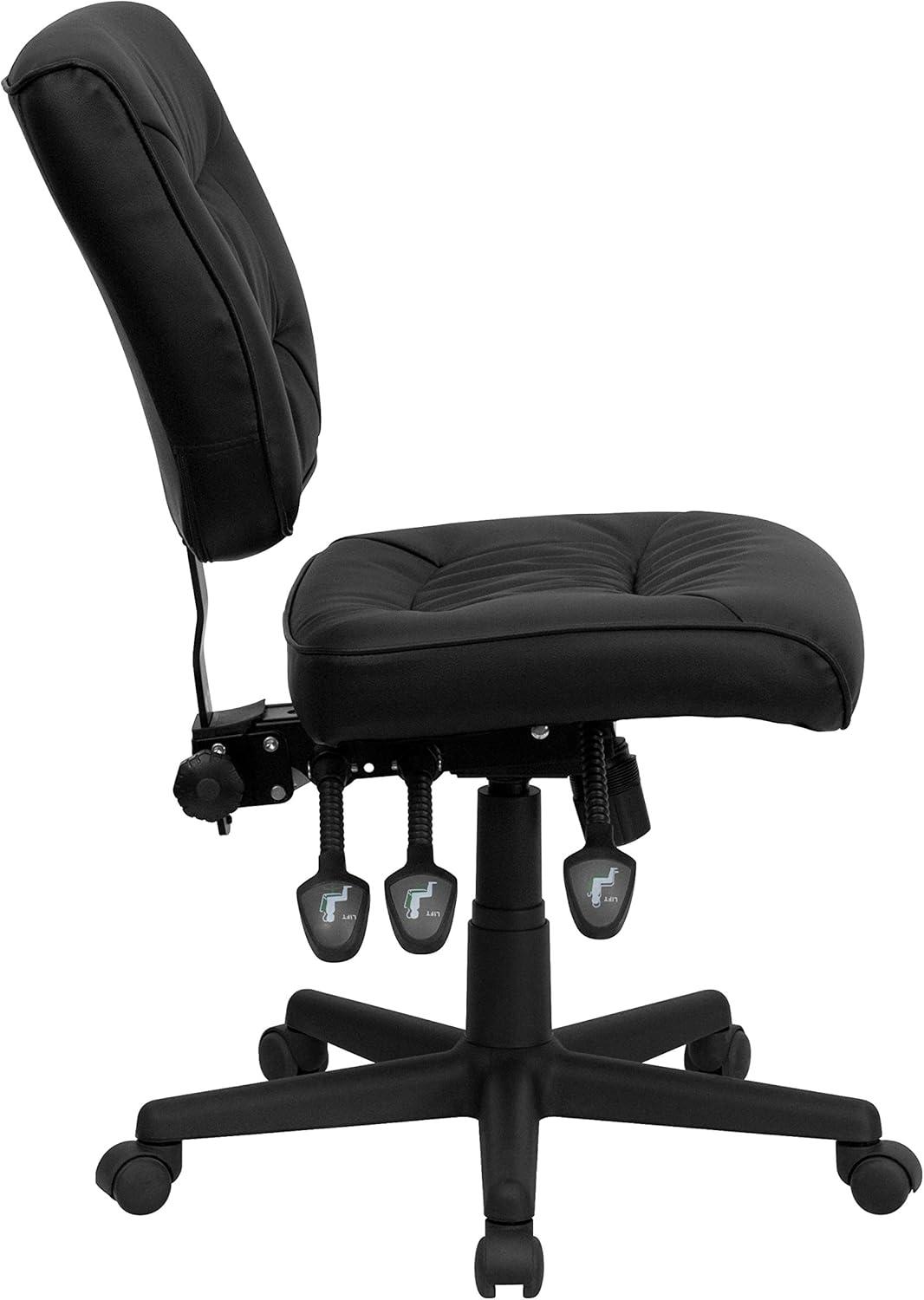 image:imageFlash Furniture Cole MidBack Black LeatherSoft Multifunction Swivel Ergonomic Task Office ChairWithout Arms