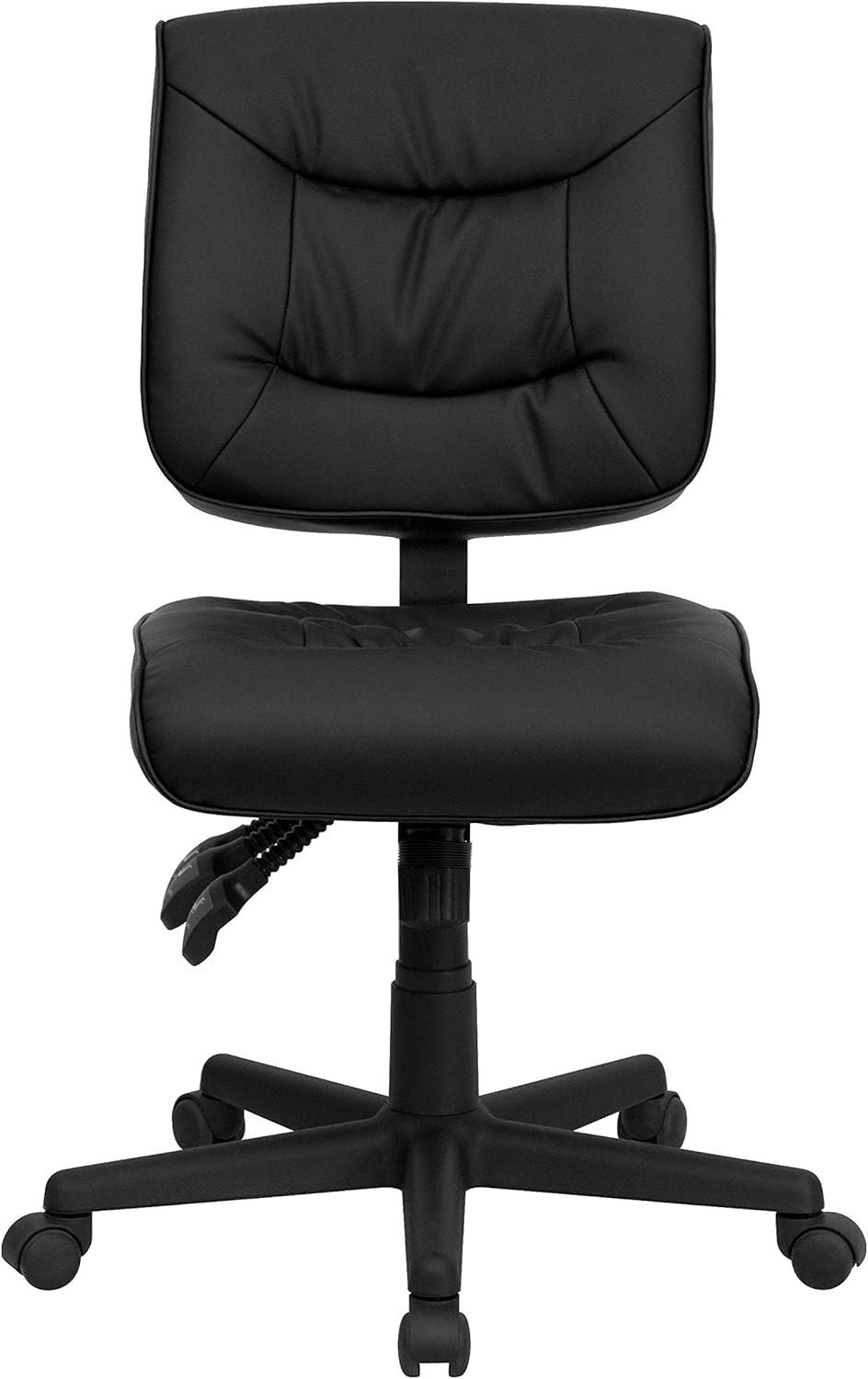 image:imageFlash Furniture Cole MidBack Black LeatherSoft Multifunction Swivel Ergonomic Task Office ChairWithout Arms