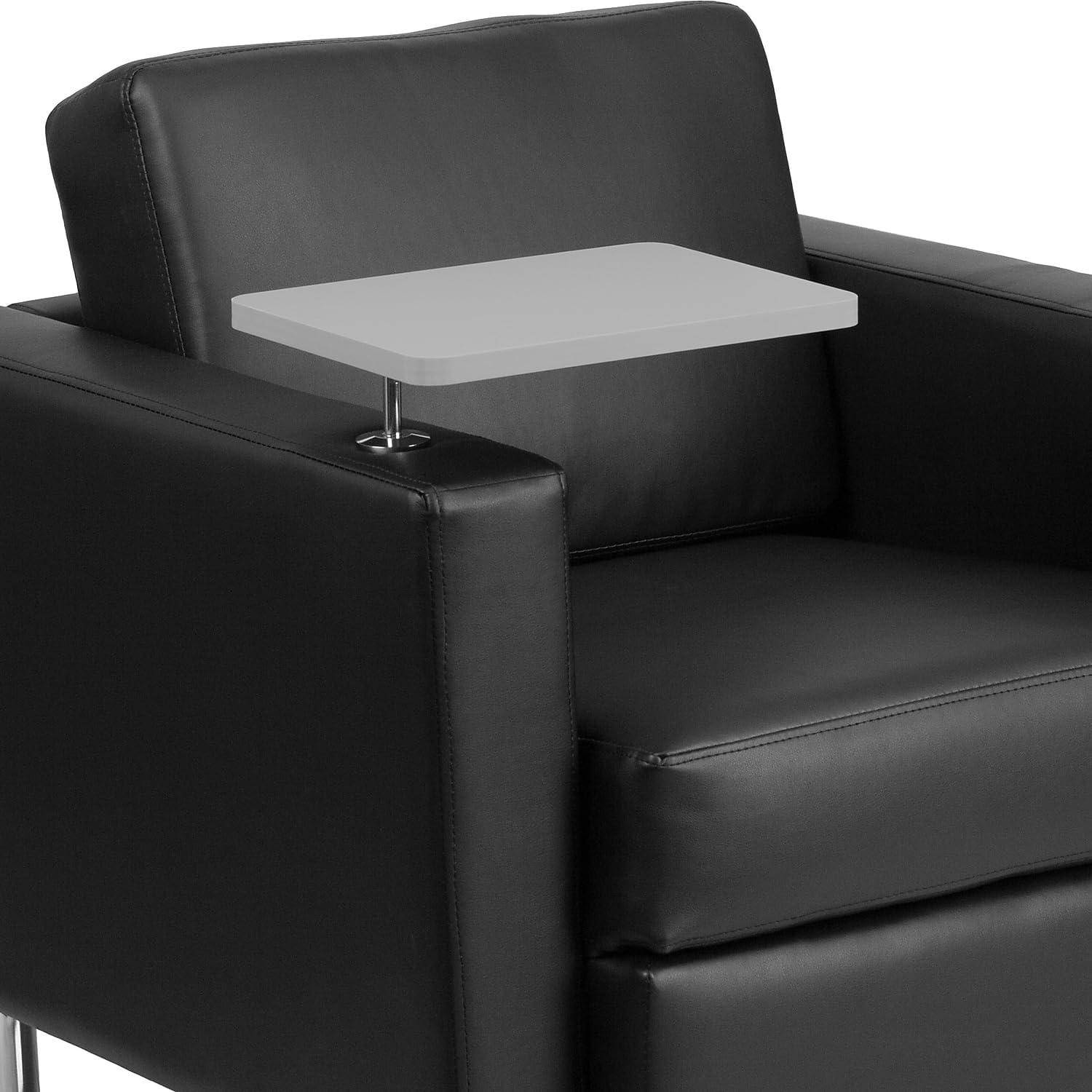 image:imageFlash Furniture George Black LeatherSoft Guest Chair with Tablet Arm Tall Chrome Legs and Cup HolderBlack Leathersoft