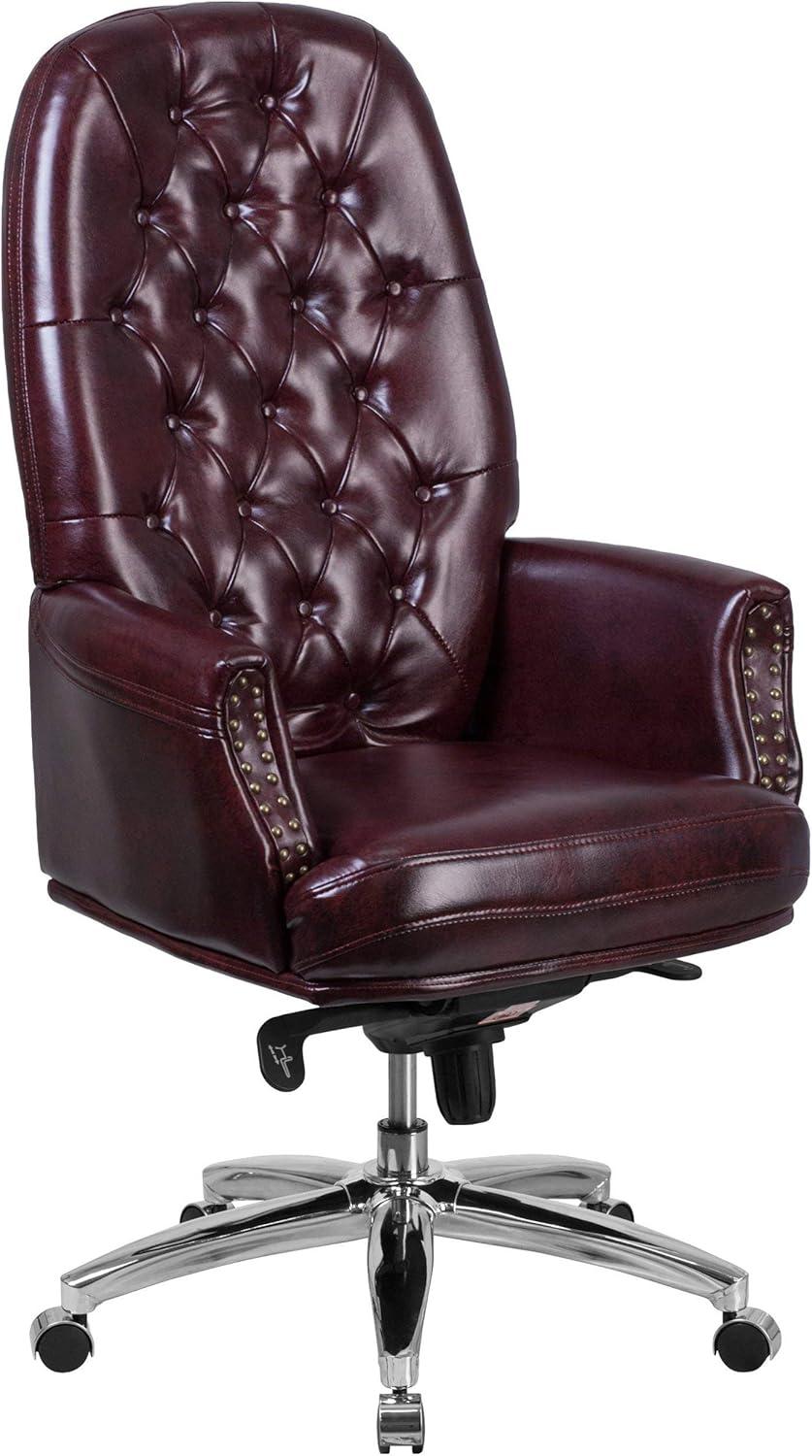 image:imageFlash Furniture Hansel High Back Traditional Tufted White LeatherSoft Multifunction Executive Swivel Ergonomic Office Chair with ArmsBurgundy