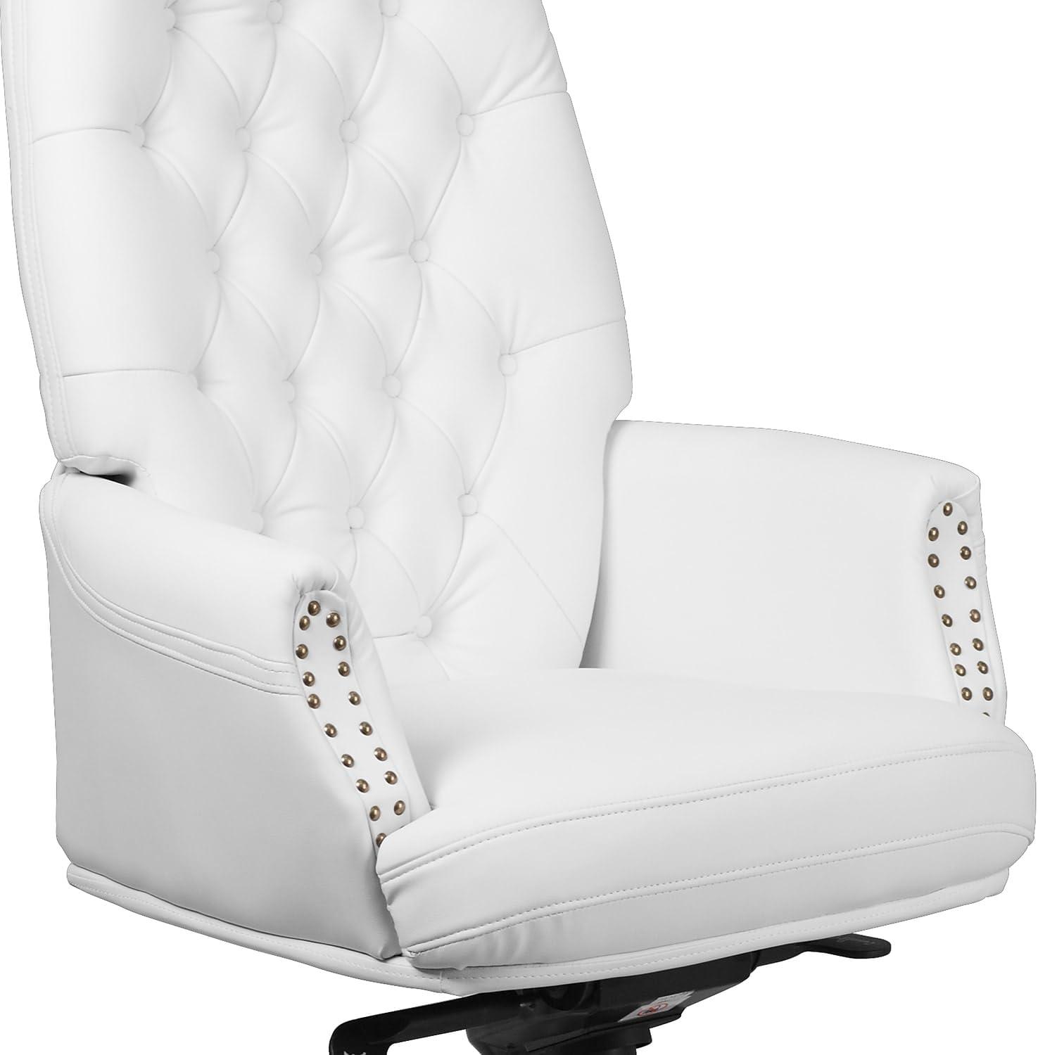 image:imageFlash Furniture Hansel High Back Traditional Tufted White LeatherSoft Multifunction Executive Swivel Ergonomic Office Chair with ArmsWhite
