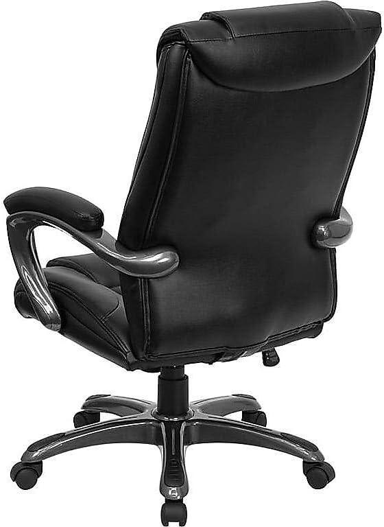 image:imageFlash Furniture Oma High Back Black LeatherSoft Layered Upholstered Executive Swivel Ergonomic Office Chair with Smoke Metal Base and Arms